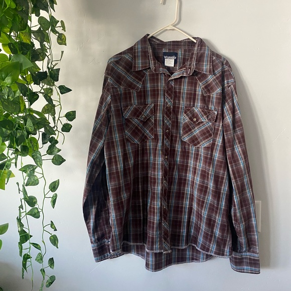 Wrangler western pearl snap up long sleeve shirt - Picture 1 of 7